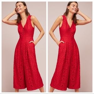 Red Lace Anthropologie Jumpsuit
